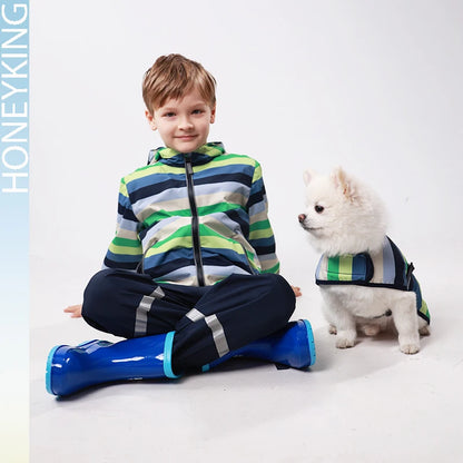 HONEYKING ensembles de vêtements pour enfants imperméable costume bébé salopette imperméable pantalon garçons combinaison pour enfants veste et pantalon ensemble