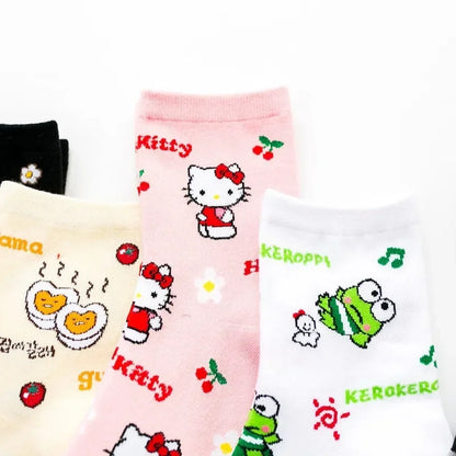 1 paire Sanrio chaussettes mélodie cannelle femmes doux dessin animé Hello Kitty Kirby mignon enfants chaussettes filles petite fille chaussettes