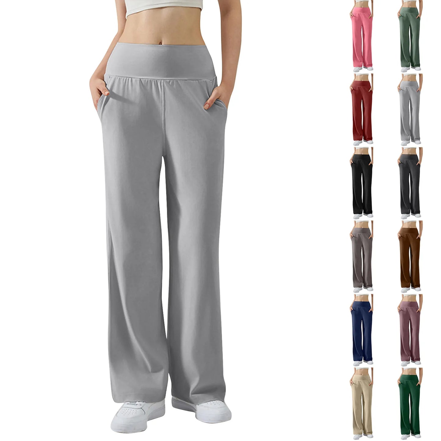 Pantalon de Yoga taille haute Baggy élastique pour femmes, pantalon de sport d'été, Micro évasé, Leggings de danse amples, pantalon de survêtement solide