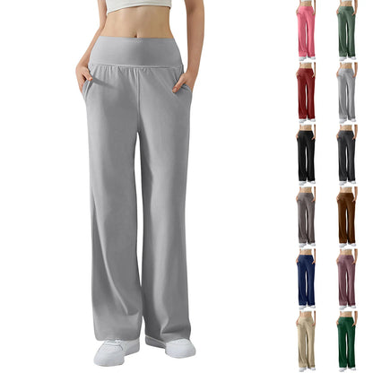 Pantalon de Yoga taille haute Baggy élastique pour femmes, pantalon de sport d'été, Micro évasé, Leggings de danse amples, pantalon de survêtement solide