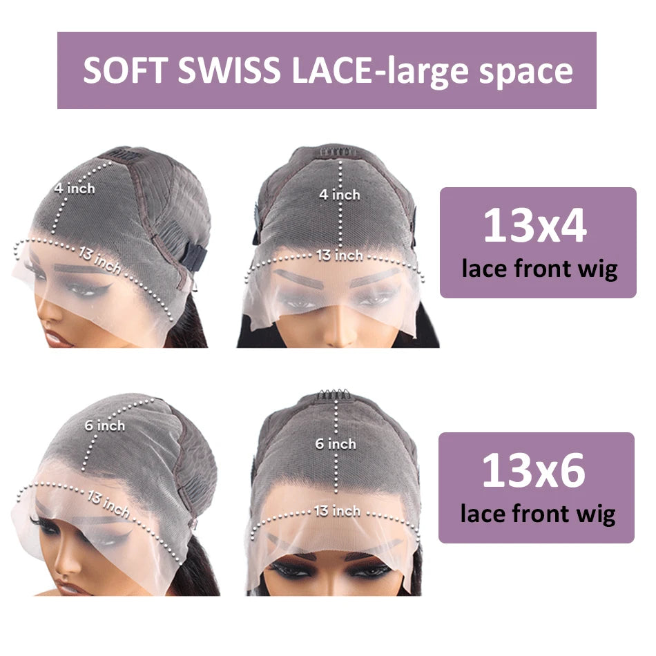 Perruque Lace Front Wig naturelle bouclée, cheveux humains, Deep Wave, 13x6 HD, 30 40 pouces, 13x4, densité 250