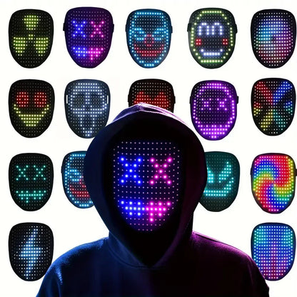 Masque LED avec détection de gestes, masque d'halloween à LED pour enfants, hommes et femmes, Costume de fête Cosplay