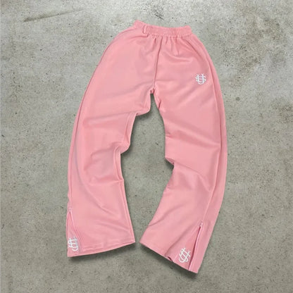 Y2k rétro ample droit Baggy pantalon hommes survêtement pantalon unisexe pantalon de survêtement femmes Zip broderie Hip Hop Harajuku pantalon décontracté Goth