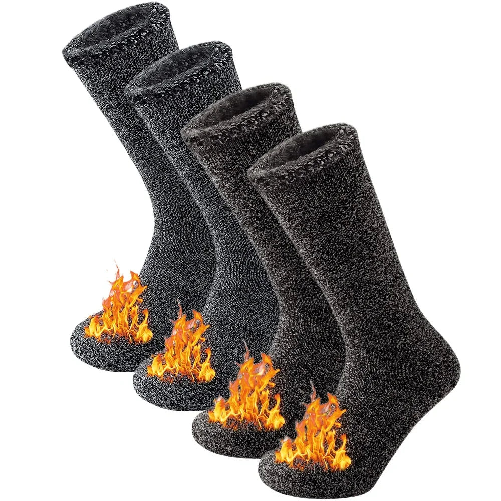 2 paires Pack hiver chaussettes thermiques pour hommes femmes temps froid chaussettes isolées en plein air randonnée ski chaud neige épais chaussettes chauffantes
