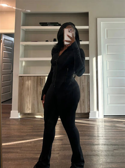 Vêtements de sport élégants pour femmes, hauts à manches longues, pantalons évasés, ensembles de 2 pièces, survêtement, Streetwear, Leggings de Jogging, tenues