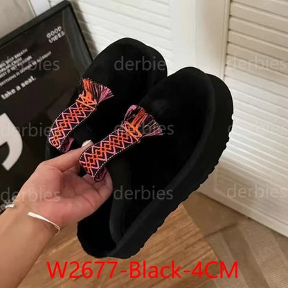 Bottes de neige chaudes à plateforme pour femme, chaussures rehaussantes en peau de mouton à semelles épaisses, en vraie laine de mouton, collection hiver 2025