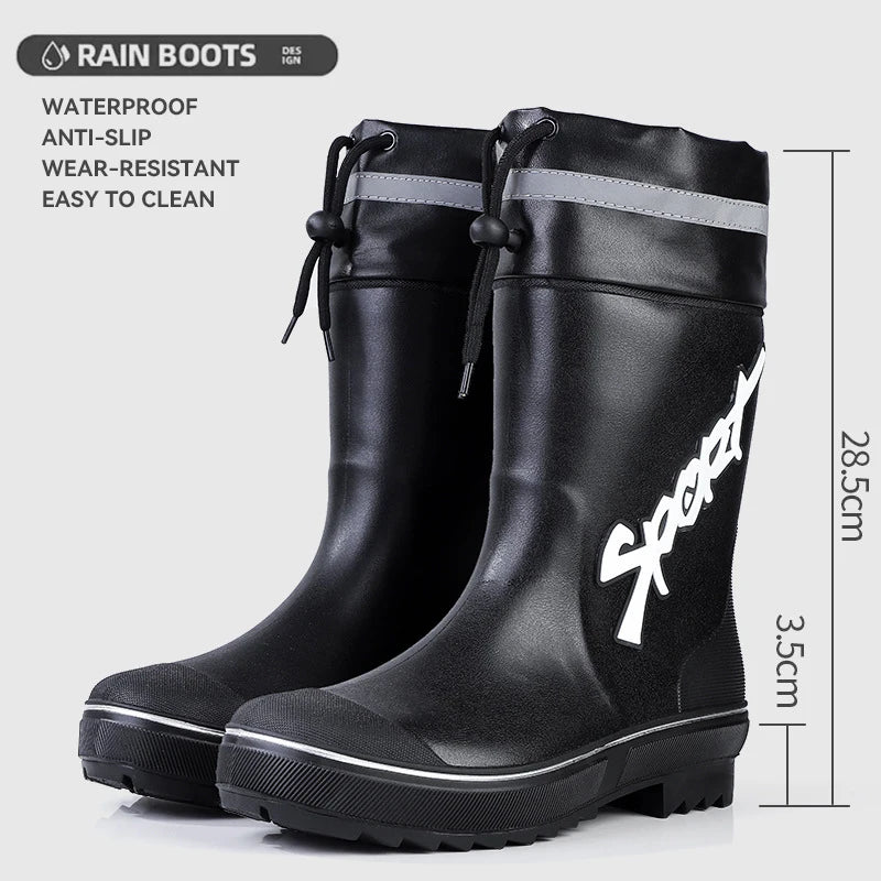 Bottes de pluie pour hommes, Camping, pêche, chantier de Construction, bottes de travail, antidérapantes, imperméables, chaussures d'hiver en caoutchouc chaudes pour l'extérieur