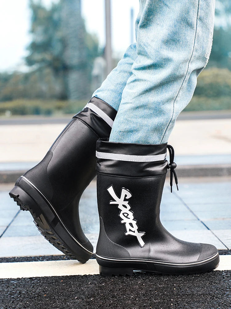 Bottes de pluie pour hommes, Camping, pêche, chantier de Construction, bottes de travail, antidérapantes, imperméables, chaussures d'hiver en caoutchouc chaudes pour l'extérieur