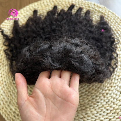 Demi-perruque birmane bouclée sans colle, cheveux naturels, avec cordon de serrage, Clip sans couture, densité 250, pour débutants, pour femmes