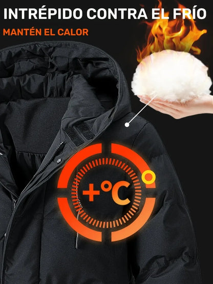 Manteau d'hiver épais pour hommes, veste coupe-vent pour temps froid avec fermeture éclair pleine longueur, longue formalité à capuche, grandes poches avant