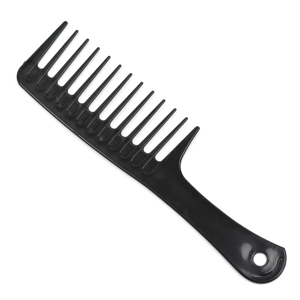 Peigne de coiffure en plastique noir, 1 pièce, peigne à dents larges, démêlant, peigne de coiffure, cheveux bouclés et humides