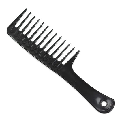 Peigne de coiffure en plastique noir, 1 pièce, peigne à dents larges, démêlant, peigne de coiffure, cheveux bouclés et humides