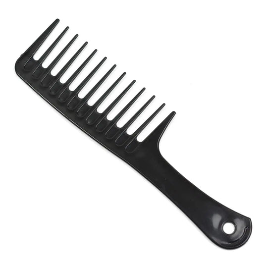 Peigne de coiffure en plastique noir, 1 pièce, peigne à dents larges, démêlant, peigne de coiffure, cheveux bouclés et humides