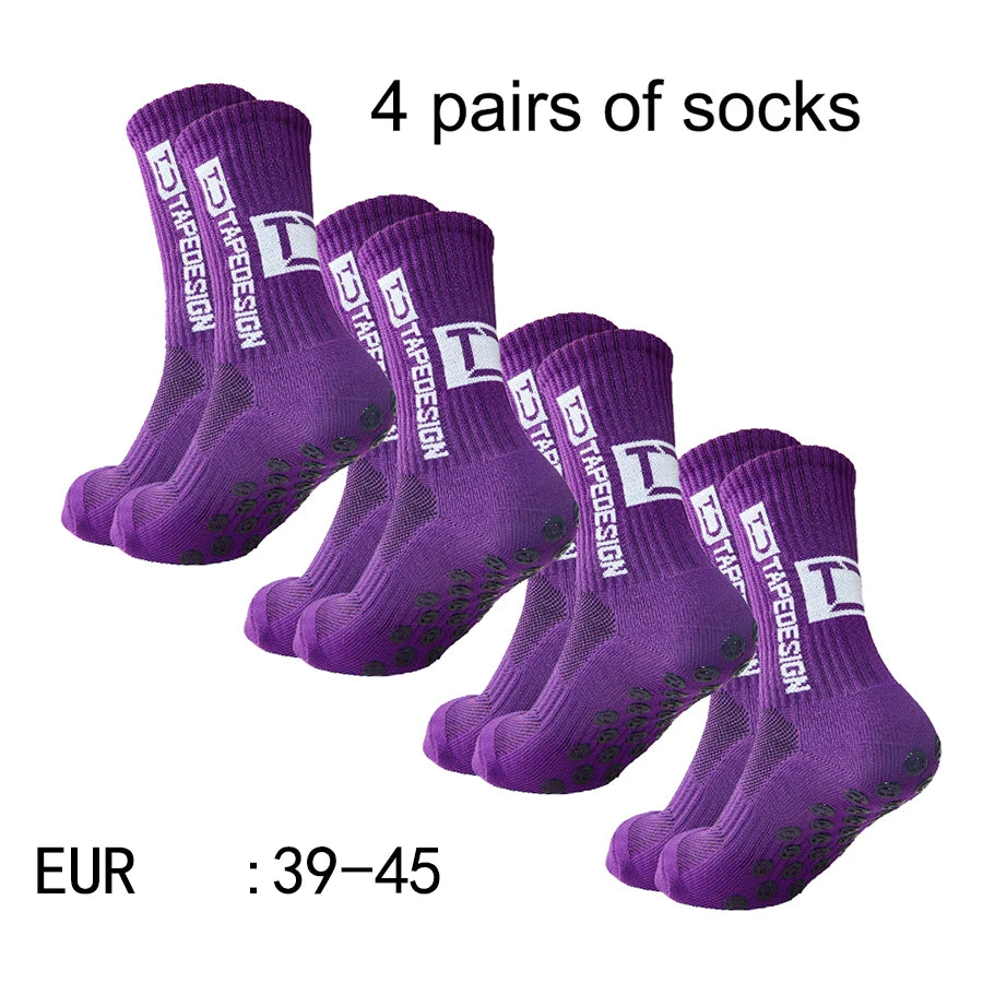4 paires de nouvelles chaussettes de football collées à tube central TC pour l'entraînement sportif et la compétition, chaussettes antidérapantes et respirantes