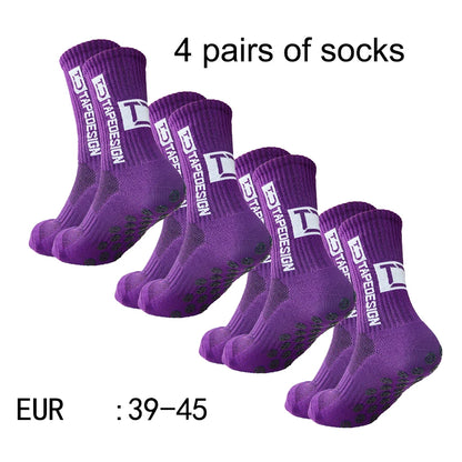 4 paires de nouvelles chaussettes de football collées à tube central TC pour l'entraînement sportif et la compétition, chaussettes antidérapantes et respirantes