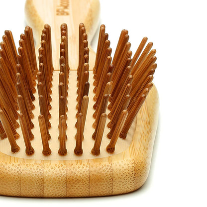 Bamboo Hair Brush with Paddle - Wood Bristles for Detangling and Gently Massaging Scalp, Reduces Frizz and Static