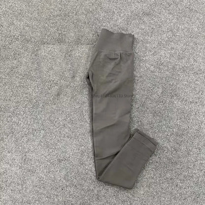 Leggings d'impact avec Logo pour femmes, Legging de Yoga sans couture, froissé, levage des fesses, ceinture basse côtelée, collants de sport, Fitness