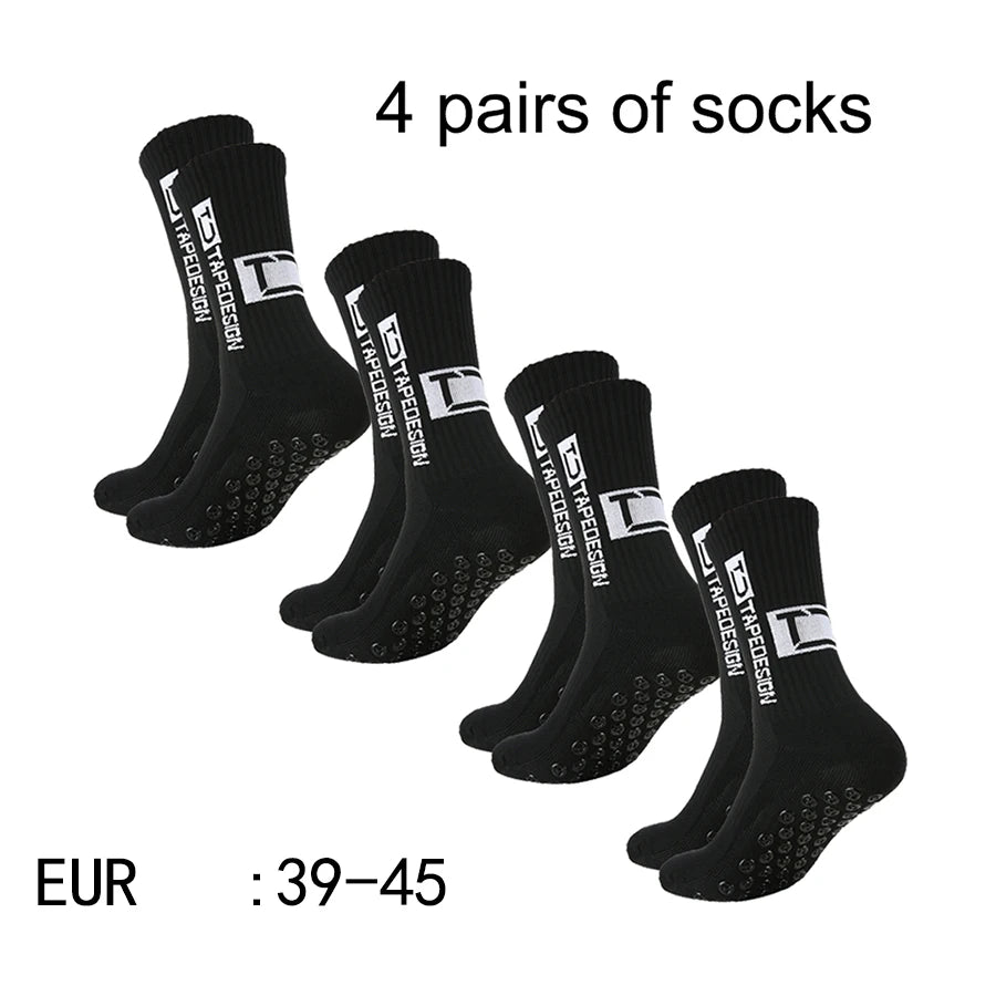 4 paires de nouvelles chaussettes de football collées à tube central TC pour l'entraînement sportif et la compétition, chaussettes antidérapantes et respirantes