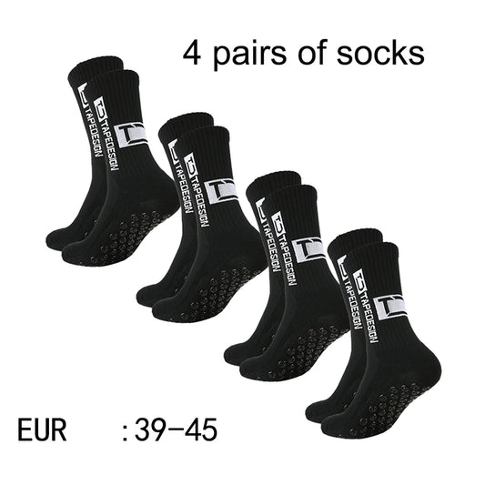 4 paires de nouvelles chaussettes de football collées à tube central TC pour l'entraînement sportif et la compétition, chaussettes antidérapantes et respirantes