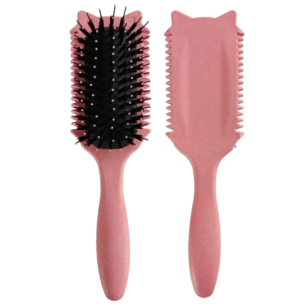 Boar Bristle Curl Defining Brush Detangling & Shaping Styling Tool for Curly Hair Professional Salon Comb for Women & Men