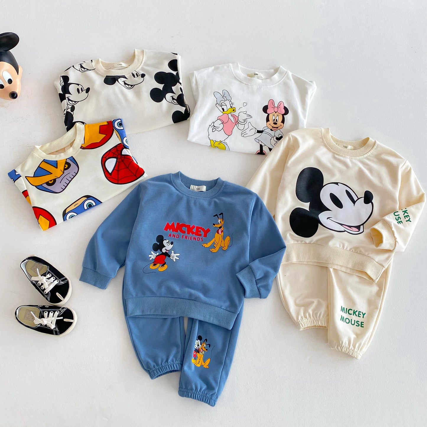 Vêtements pour enfants garçons et filles dessin animé Disney survêtement printemps automne enfants vêtements à manches longues sweat-shirt pantalons de survêtement 2 pièce/ensemble