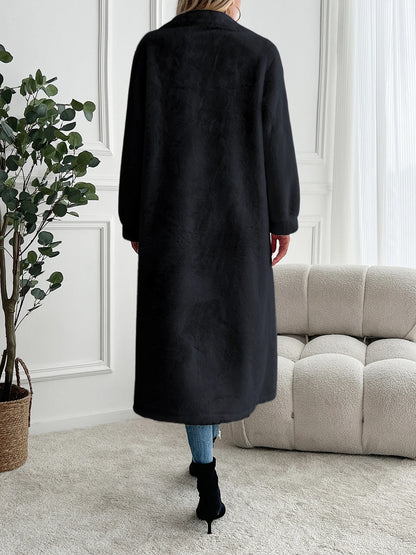 Manteau long en fausse fourrure pour femme, veste ample à double boutonnage, manteau atmosphérique haut de gamme, automne et hiver, nouveau, 24