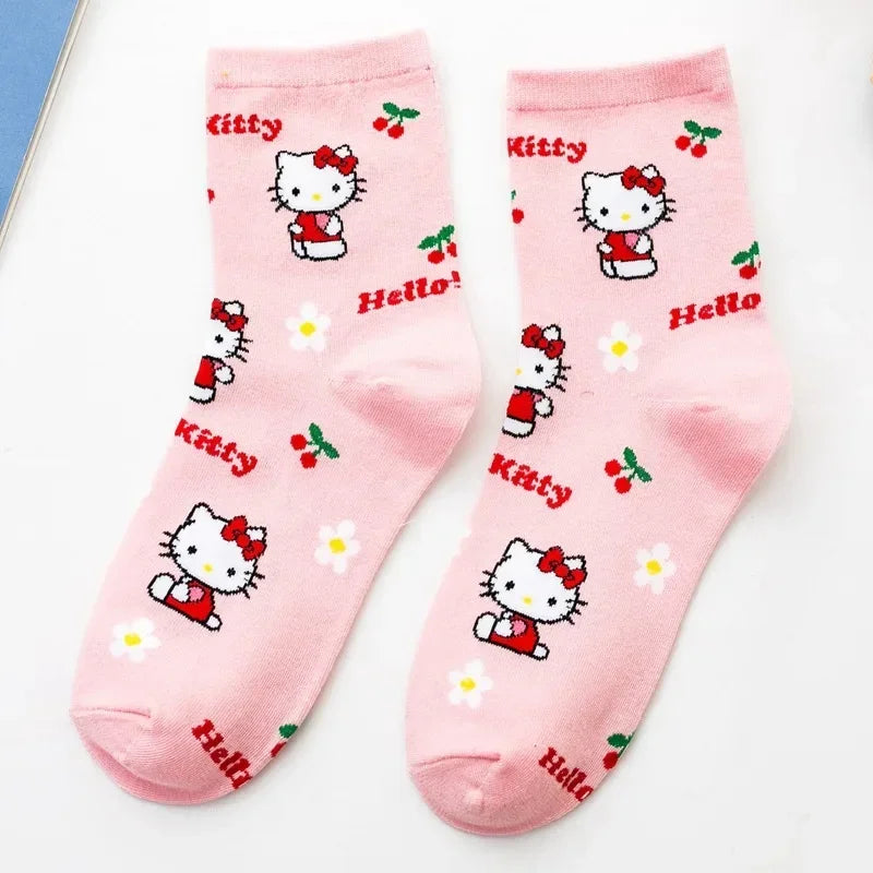 1 paire Sanrio chaussettes mélodie cannelle femmes doux dessin animé Hello Kitty Kirby mignon enfants chaussettes filles petite fille chaussettes