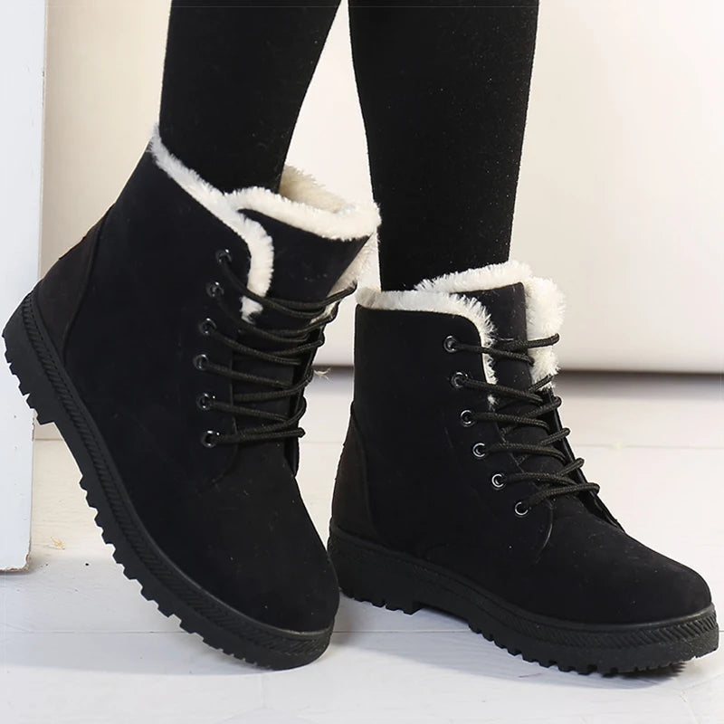 Bottes d'hiver pour femmes talons bas femmes bottes avec fourrure chaussures d'hiver chaudes femmes bottes de neige cheville Botas Mujer chaussures d'hiver femme