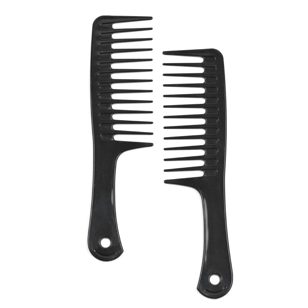 Peigne de coiffure en plastique noir, 1 pièce, peigne à dents larges, démêlant, peigne de coiffure, cheveux bouclés et humides