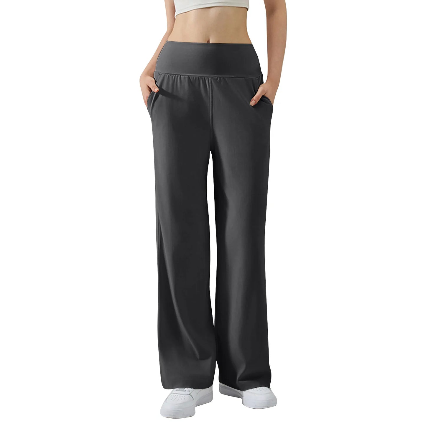 Pantalon de Yoga taille haute Baggy élastique pour femmes, pantalon de sport d'été, Micro évasé, Leggings de danse amples, pantalon de survêtement solide