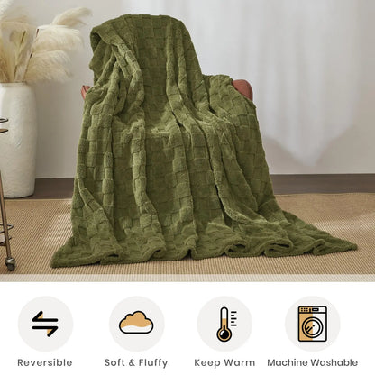 Good Nite Flush avec motif à carreaux, couverture de jour chaude et confortable, couverture de canapé pour intérieur et extérieur, hiver et automne