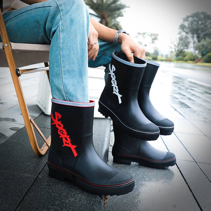 Bottes de pluie pour hommes, Camping, pêche, chantier de Construction, bottes de travail, antidérapantes, imperméables, chaussures d'hiver en caoutchouc chaudes pour l'extérieur
