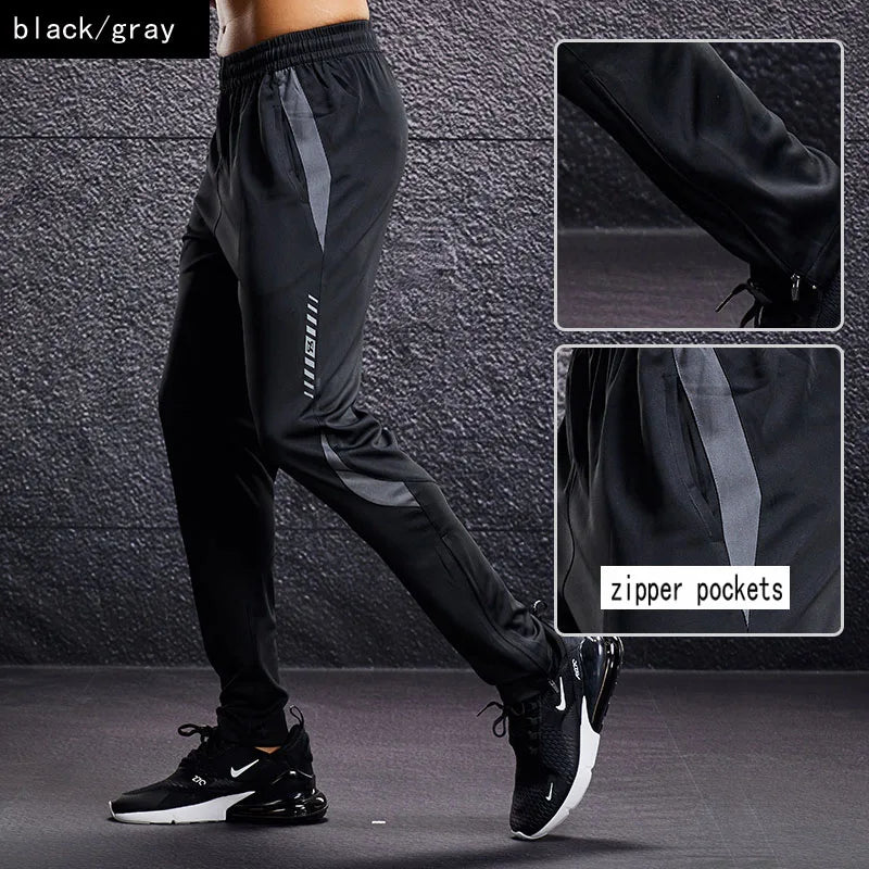 Pantalons de Sport pour hommes pantalons de course avec poches zippées entraînement de Football pantalons de Sport de Jogging Fitness Leggings de Football pantalons de survêtement