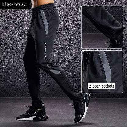 Pantalons de Sport pour hommes pantalons de course avec poches zippées entraînement de Football pantalons de Sport de Jogging Fitness Leggings de Football pantalons de survêtement