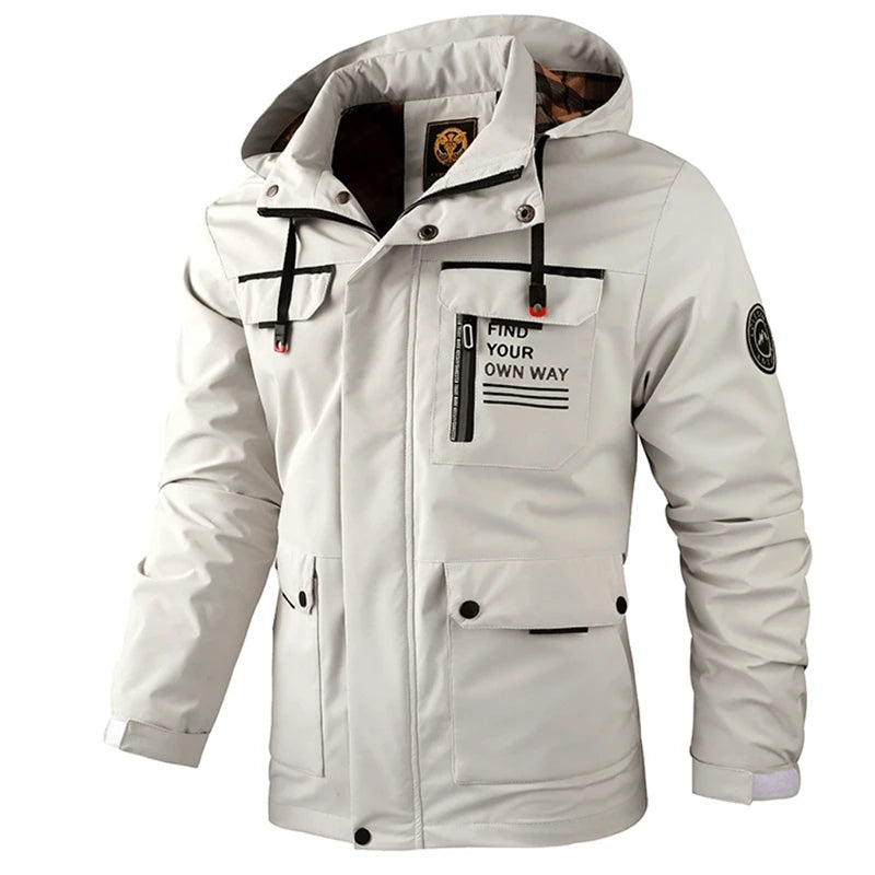 Mode hommes décontracté coupe-vent vestes à capuche veste homme imperméable en plein air coque souple hiver manteau vêtements chaud grande taille