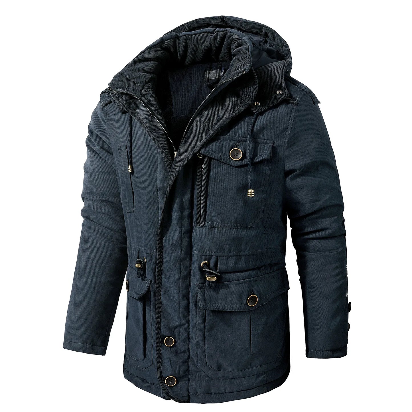 Parka polaire d'hiver pour hommes, vestes chaudes coupe-vent, manteau Parka à capuche épais, doublure en fourrure, vêtements d'extérieur décontractés, veste rembourrée en coton