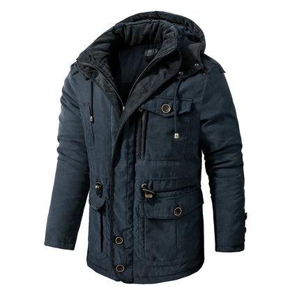 Parka polaire d'hiver pour hommes, vestes chaudes coupe-vent, manteau Parka à capuche épais, doublure en fourrure, vêtements d'extérieur décontractés, veste rembourrée en coton