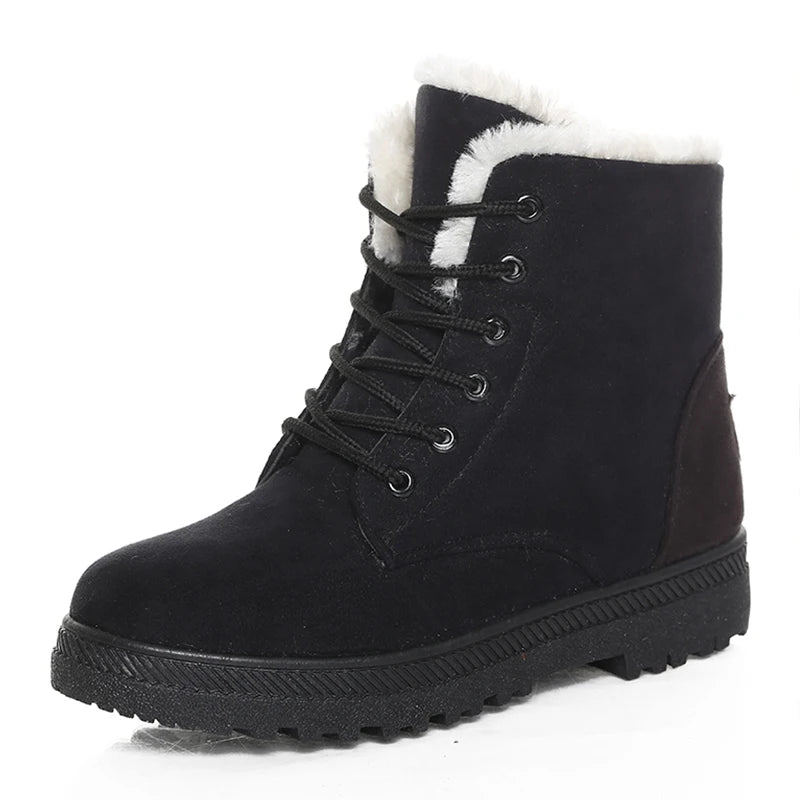 Bottes d'hiver pour femmes talons bas femmes bottes avec fourrure chaussures d'hiver chaudes femmes bottes de neige cheville Botas Mujer chaussures d'hiver femme