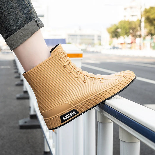 Bottes de pluie pour hommes et femmes, chaussures d'été décontractées, mi-mollet, imperméables, doublure d'hiver avec polaire, chaudes, antidérapantes, résistantes à l'usure, pour l'extérieur