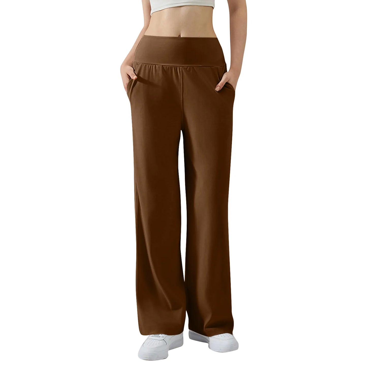 Pantalon de Yoga taille haute Baggy élastique pour femmes, pantalon de sport d'été, Micro évasé, Leggings de danse amples, pantalon de survêtement solide