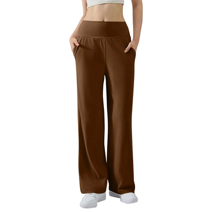 Pantalon de Yoga taille haute Baggy élastique pour femmes, pantalon de sport d'été, Micro évasé, Leggings de danse amples, pantalon de survêtement solide