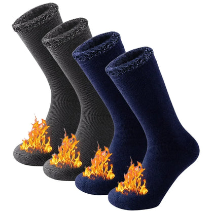 2 paires Pack hiver chaussettes thermiques pour hommes femmes temps froid chaussettes isolées en plein air randonnée ski chaud neige épais chaussettes chauffantes