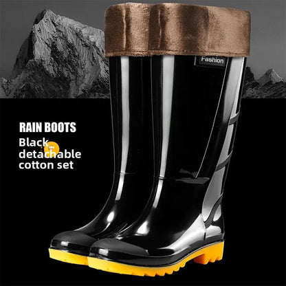 Bottes de pluie de Camouflage à Tube haut pour hommes, résistantes à l'usure, imperméables, fond de Tendon de vache, doublure polaire chaude, chaussures de Style populaire