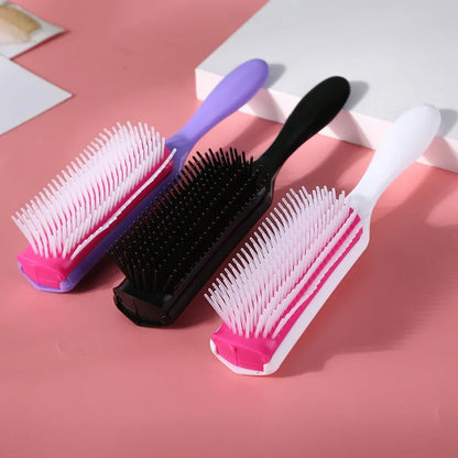 Brosse à cheveux démêlante à 9 rangées, cheveux lisses et bouclés, peigne démêlant, Massage du cuir chevelu, brosse à cheveux détachable, spéciale pour vrais cheveux, perruques