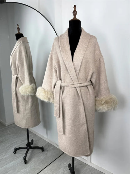 Tossy Fox fourrure laine pardessus femmes manteau court bureau dame élégant Double face laine manteau 2025 nouveau Cardigan vestes laine ample