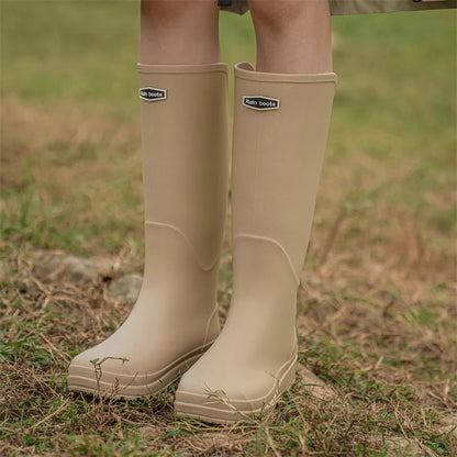Bottes de pluie pour couple : monocylindre, élégantes pour un usage extérieur, chaussures d'eau à semelles plates, galoches imperméables, bottes longues de camping, C