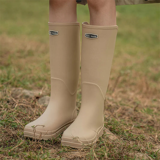 Bottes de pluie pour couple : monocylindre, élégantes pour un usage extérieur, chaussures d'eau à semelles plates, galoches imperméables, bottes longues de camping, C