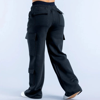 Pantalons décontractés pour hommes, poches multiples, pantalons de travail de Style américain pour femmes, taille basse, ceinture, jambe droite, jambes larges