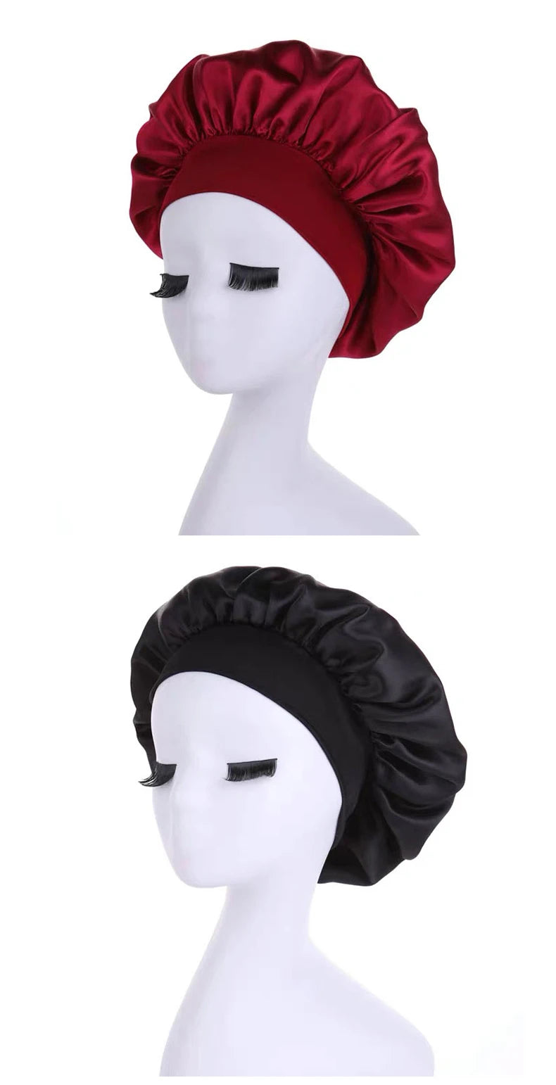 Sleeping Bonnet for Women Fashion Soft Solid Color Shower Cap for Natural and Curly Hair