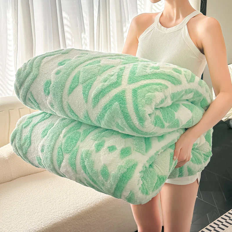 Couverture polaire Jacquard à motif géométrique bohème, épaisse et chaude, en laine artificielle, pour canapé, à carreaux en peluche, automne et hiver